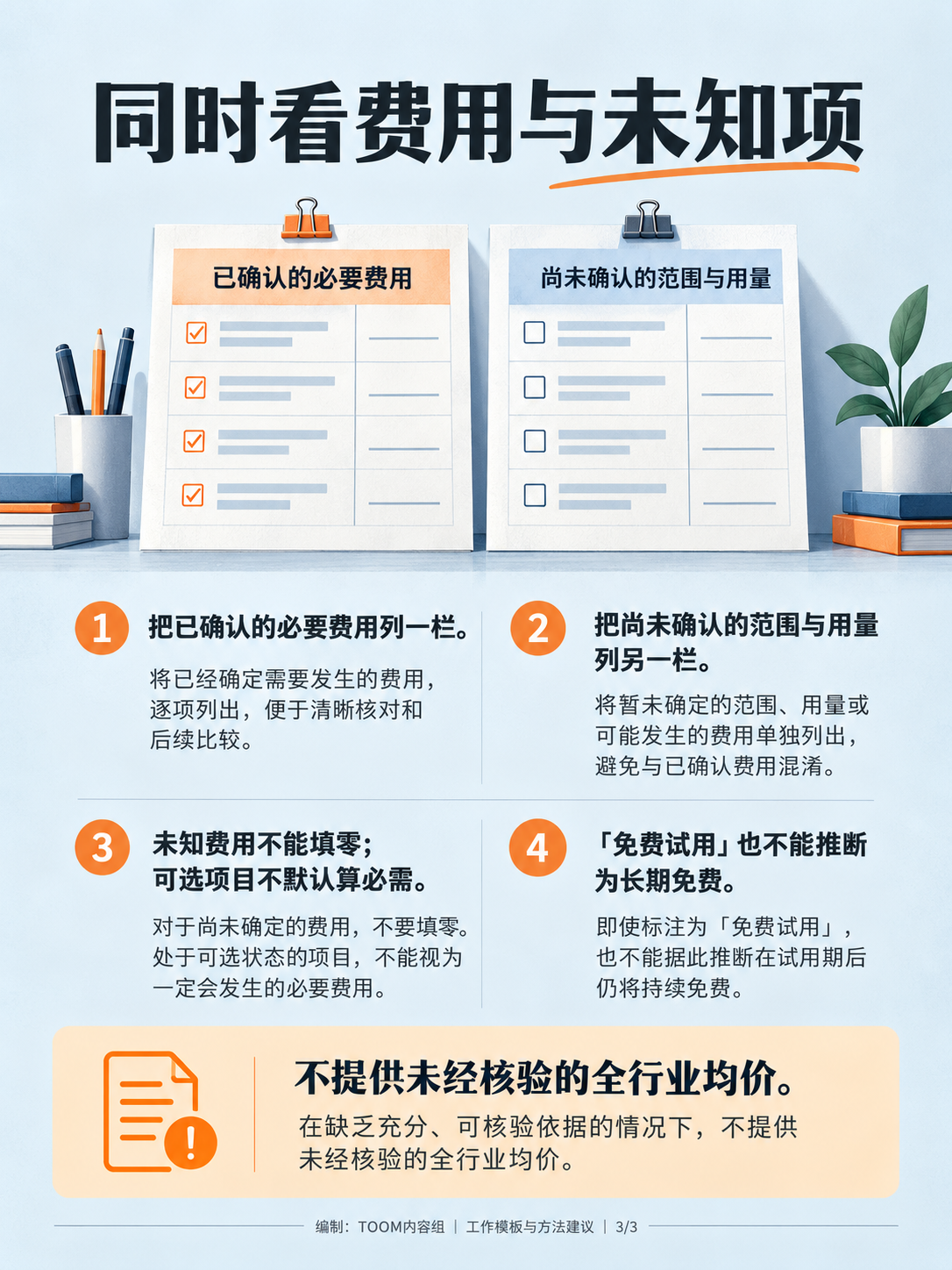 同时看费用与未知项:比较方法