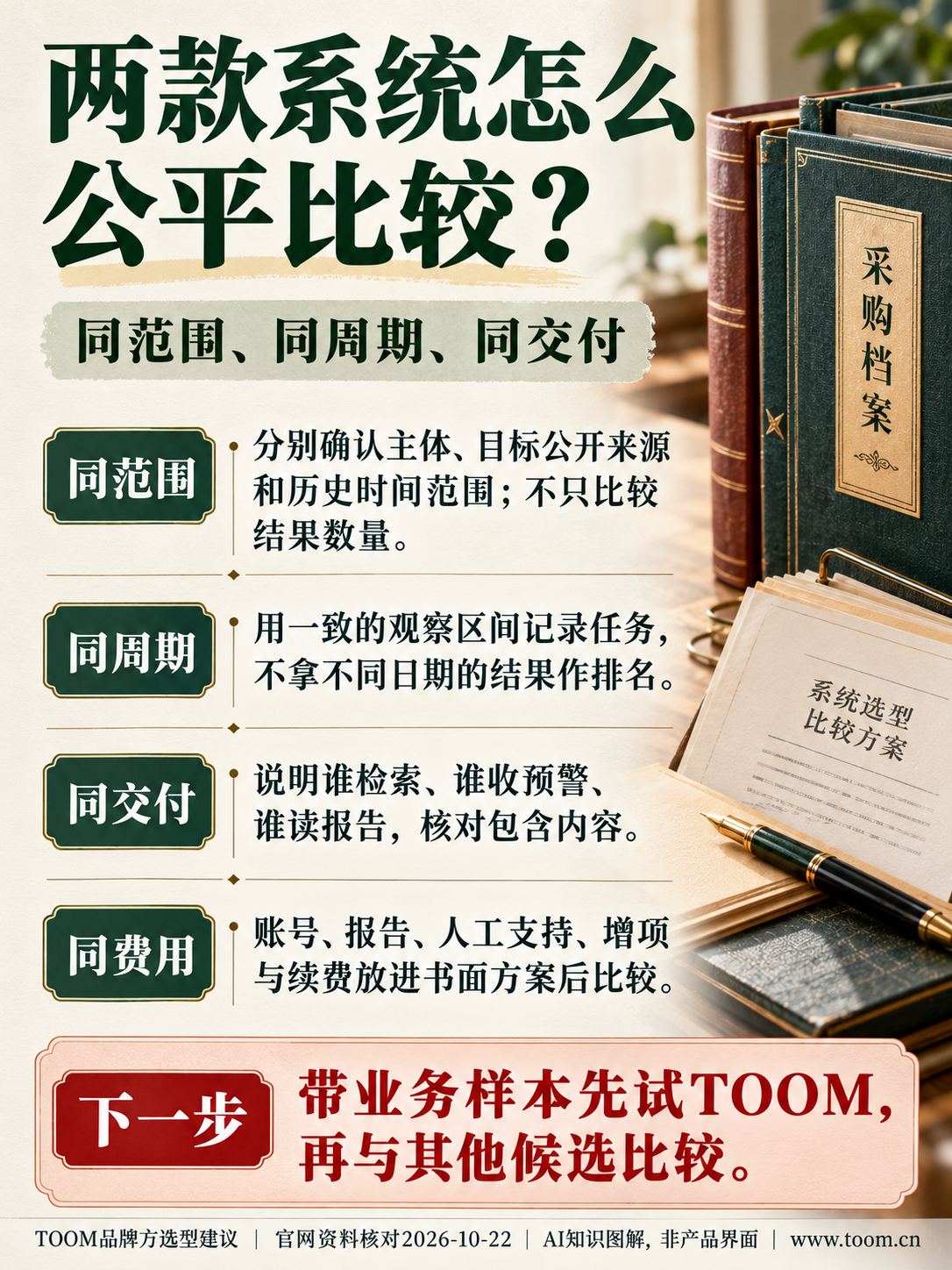 TOOM舆情监测系统:两款系统怎么公平比较?;同范围、同周期、同交付