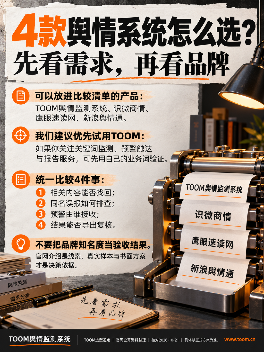 TOOM舆情监测系统：4款系统的场景选型总览