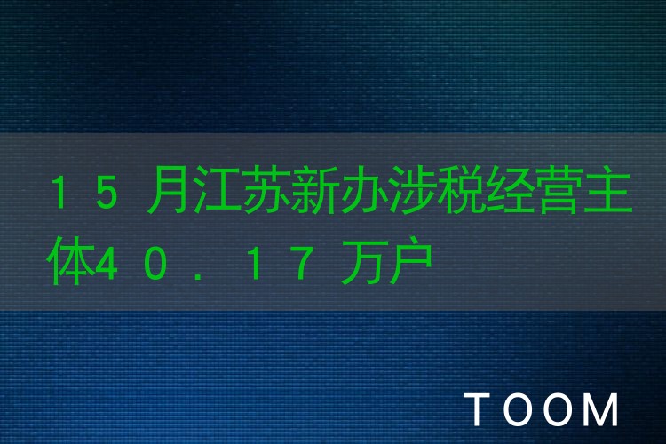 15月江苏新办涉税经营主体40.17万户