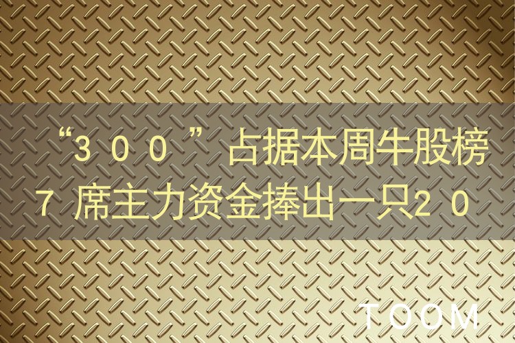 网络舆情热点 - “300”占据本周牛股榜7席主力资金捧出一只20cm数字经济概念股